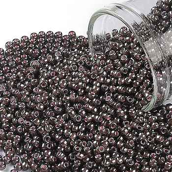 TOHO Round Seed Beads, Japanese Seed Beads, (367) Inside Color Luster Black Diamond/Pink Lined, 11/0, 2.2mm, Hole: 0.8mm, about 5555pcs/50g