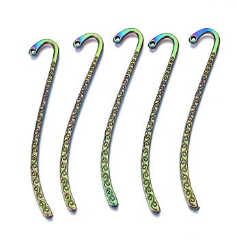Alloy Bookmarks, Cadmium Free & Nickel Free & Lead Free, Rainbow Color, 86x14x2mm, Hole: 1.2mm