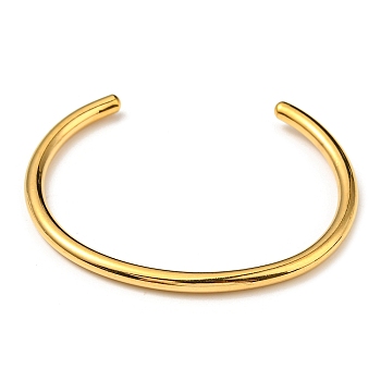Ion Plating(IP) 304 Stainless Steel Simple Thin Cuff Bangles, Real 18K Gold Plated, Inner Diameter: 1-7/8x2-1/4 inch(4.8x5.7cm)