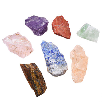 7Pcs 7 Style Natural Crystal Cabochons, No Hole/Undrilled, Rough Raw Stone, for Tumbling, Decoration, Polishing, Wire Wrapping, Wicca & Reiki Crystal Healing, Nuggets, Mixed Color, 30~44x20~25x18.5~23mm