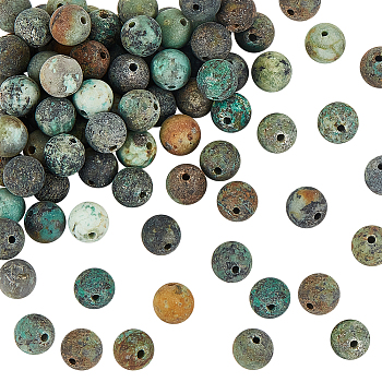 Frosted Natural African Turquoise(Jasper) Round Beads Strands, 6mm, Hole: 1mm, about 63pcs/strand, 15.5 inch, 126pcs