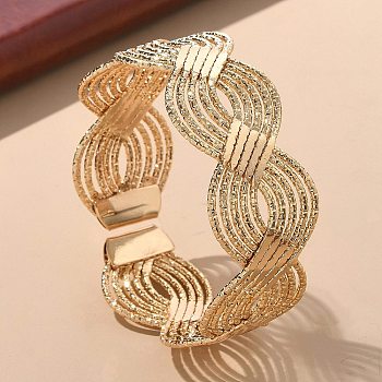 Electrophoresis Iron Cuff Bangles for Women, Wave, Golden, 7/8 inch(2.3cm)