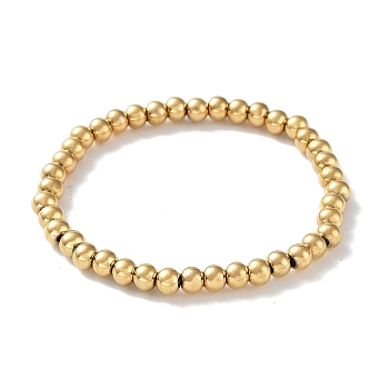 316 Surgical Stainless Steel Round Beaded Stretch Bracelets, Golden, Inner Diameter: 2 inch(5.05cm), Wide: 5mm