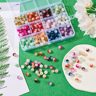 300 pcs 12 couleurs craquelées cuites peintes imitation jade ensemble de perles de verre(DGLA-TA0001-05)-5