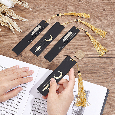 Elite 4Pcs 2 Style Brass or Stainless Steel Bookmarks(AJEW-PH0004-65)-3
