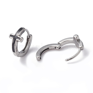 Boucles d'oreilles créoles croisées en acier inoxydable anti-ternissement 316 pour hommes et femmes(EJEW-C045-02)-2