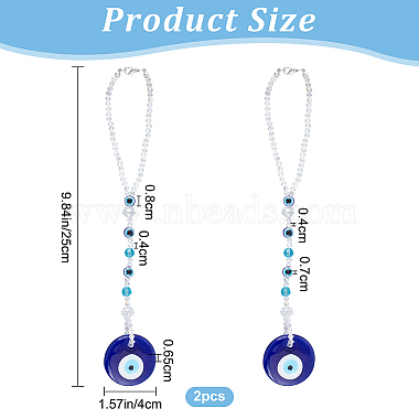 Resin Flat Round with Evil Eye Car Pendant Lucky Hanging Decor(HJEW-AB00015)-2