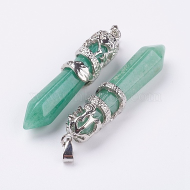 Natural Green Aventurine Big Pointed Pendants(G-G738-A-34)-2