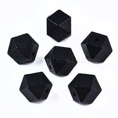 Black Polygon Schima Wood Beads