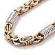 Ion Plating(IP) 304 Stainless Steel Column Links Bracelet with Byzantine Chains for Men(BJEW-G649-01G)-2