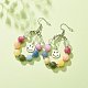 Natural Mixed Gemstone Braided Teardrop Dangle Earrings with 201 Stainless Steel Smiling Face Charms(EJEW-JE04951-01)-3