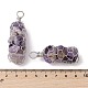 Rack Plating Copper Wire Wrapped Natural Amethyst Chip Big Pendants(G-C130-01P-02)-3