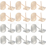 40Pcs 2 Colors Brass Stud Earrings Findings, Platinum & Golden, 12x12mm, Hole: 1.2mm, 20pcs/color(KK-SC0006-86)