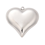 304 Stainless Steel Pendants, Heart Charm, Anti-Tarnish, Stainless Steel Color, 35x35x11mm, Hole: 2mm(STAS-Q349-02C-P)