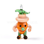 Handmade Lampwork Cartoon Onion Pendants, Dark Orange, 45~48x24~26.5x19.5~21mm, Hole: 3.5~4.5x3.5~4.5mm(LAMP-T025-11C)