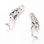 Tibetan Style Alloy Pendants, Mermaid, Cadmium Free & Lead Free, Antique Silver, 21x8x4mm, Hole: 2mm, about 1140pcs/1000g(TIBEP-Q063-24AS-RS)