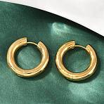 202 Stainless Steel Polishing Hoop Earrings, 316 Surgical Stainless Steel Pin, Ion Plating(IP), Golden, 26x5mm, Pin: 1mm(EJEW-M106-02G-05)