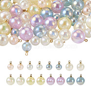 64Pcs 8 Style ABS Plastic Imitation Pearl Charms, with Brass Findings, AB Color Plated, Round, Mixed Color, 11.5x8mm, Hole: 1.5mm, 8pcs/style(PACR-CD0001-03)