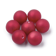 Eco-Friendly Plastic Imitation Pearl Beads, Rubberized Style, High Luster, Grade A, Half Drilled, Round, Red, 10mm, Half Hole: 1.6mm(X-MACR-T014-10mm-01)