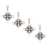 4Pcs 304 Stainless Steel Manual Polishing Pendants, Witch Knot Charms, Antique Silver, 38x34x2.5mm, Hole: 4x9mm(STAS-UN0049-42)