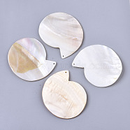 Natural Freshwater Shell Big Pendants, Seashell Color, 66.5x57.5x2~4.5mm, Hole: 1.8mm(SHEL-R047-23)
