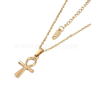 Ion Plating(IP) 304 Stainless Steel Cable Chain Necklaces, Cross Pendant Necklaces for Women, Real 18K Gold Plated, 16.14 inch(41cm)(NJEW-G081-07G)