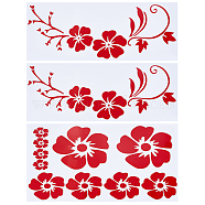3Pcs 2 Styles PET Cartoon Self Adhesive Car Stickers, Waterproof Floral Car Decorative Decals for Car Decoration, Red, 295~300x115~154x0.2mm(DIY-GF0007-83A)