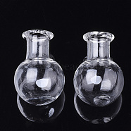 Handmade Blown Glass Globe Cover, For Bottle Pendant Making, Clear, 26x18mm, Half Hole: 6mm, Bottle Capacity: 2.5ml(0.08 fl. oz)(BLOW-T001-13)