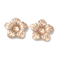 304 Stainless Steel Bead Caps, 5-Petal Flower, Rose Gold, 21x20x3.5mm, Hole: 1.6mm(STAS-P363-06RG)