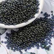 MIYUKI Round Rocailles Beads, Japanese Seed Beads, 8/0, (RR2447) Opaque Dark Olive Luster, 3mm, Hole: 1mm, about 19000~20500pcs/pound(SEED-G008-RR2447)