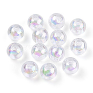 Transparent Acrylic Beads, AB Colors Plated, Round, Clear AB, 6mm, Hole: 1.8mm, about 4800pcs/500g(MACR-T046-01C-01)
