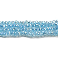 Transparent Baking Painted Glass Beads Strands, AB Color, Faceted, Round, Light Sky Blue, 2.5x2mm, Hole: 0.7mm, about 148~152pcs/strand, 12.05~12.36 inch(30.6~31.4cm)(DGLA-F002-02A-04)