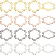 Nbeads 32Pcs 4 Color Hammered Brass Flower Linking Rings, Nickel Free, Mixed Color, 32.5x32.5x1mm, 8Pcs/Color(KK-NB0001-58)