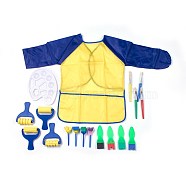 Painting Tools Sets For Children, Sponge Paint Brushes, Watercolor Oil Paint Palette and Aprons, Random Single Color or Random Mixed Color, 18pcs/set(AJEW-L072-11)
