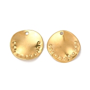 Ion Plating(IP) 304 Stainless Steel Pendants, Flat Round Charm, Real 18K Gold Plated, 15.5x2mm, Hole: 1.4mm(STAS-A070-25G)