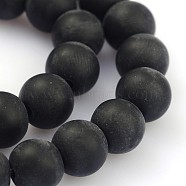 Frosted Glass Round Bead Strands, Black, 8mm, Hole: 1mm, about 43pcs/strand, 12.5 inch(GLAA-J064-8mm-02)