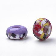 Resin Beads, Large Hole Beads, Rondelle, Lilac, 14x7.5~8mm, Hole: 5.5mm(RPDL-S013-03G)