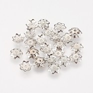 Multi-Petal Iron Bead Caps, Flower, Platinum, 6x1.5mm, Hole: 1mm(IFIN-F146-01P)