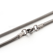 304 Stainless Steel Round Snake Chain Necklaces, Stainless Steel Color, 17.72 inch(45cm)(STAS-M174-005P-2.4-01)