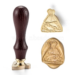 DIY Scrapbook, Brass Wax Seal Stamp and Wood Handle Sets, Jellyfish Pattern, 8.7cm, Stamps: 25x23.5x14mm, Handle: 78x22mm(AJEW-I063-09)