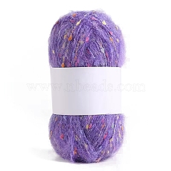 50g 40% Polyester & 60% Acrylic Fiber Soft Mohair Yarn, Ball Yarns, Tweed Yarn, Scarves Sweater Shawl Hats Crochet Thread, Medium Purple, 2mm(PW-WG10867-03)