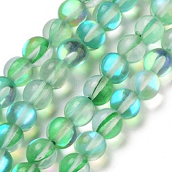 Transparent Glass Beads, Round, Glow in the Dark Beads, Lime, 6mm, Hole: 1mm, about 66~67pcs/strand, 15.16 inch(38.5cm)(GLAA-B022-6mm-02)