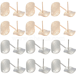 40Pcs 2 Colors Brass Stud Earrings Findings, Platinum & Golden, 12x12mm, Hole: 1.2mm, 20pcs/color(KK-SC0006-86)