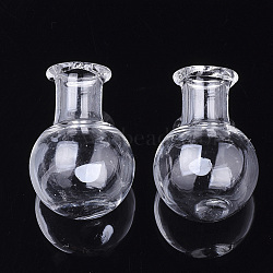 Handmade Blown Glass Globe Cover, For Bottle Pendant Making, Clear, 26x18mm, Half Hole: 6mm, Bottle Capacity: 2.5ml(0.08 fl. oz)(BLOW-T001-13)