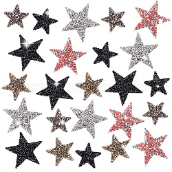 Elite 24Pcs 6 Style Star Hotfix Rhinestones, Resin Rhinestones, Costume Accessories, for Clothes, Bag Pants, Shoes, Cellphone Case, Mixed Color, 37~60x40~60x2.5mm, 4pcs/style(DIY-PH0010-49)