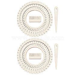 Gear Shape Wooden Cicular Weaving Loom Sets, with Weaving Comb & Teardrop Needles, Wheat, 25.5~150x15.5~150x3~3.5mm, 5pcs/set(WOOD-WH0029-09)