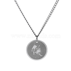 Non-Tarnish Stainless Steel 12 Constellation Pendant Necklaces for Sweater, Stainless Steel Color, Leo(FZ0908-1)