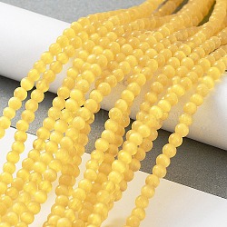 Cat Eye Beads Strands, Round, Gold, 4mm, Hole: 0.7mm, about 100~105pcs/strand, 14.37~14.69 inch(36.5~37.3cm)(CE-F022-4mm-03)