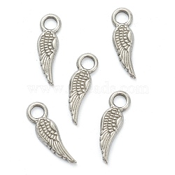 304 Stainless Steel Charms, Wing, Stainless Steel Color, 15x4x1mm, Hole: 2mm(STAS-P279-57P)
