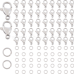 100Pcs 304 Stainless Steel Lobster Claw Clasps, with 200Pcs Open Jump Rings, Stainless Steel Color, 10x6.5x3.5mm, Hole: 1mm(STAS-SC0007-10)